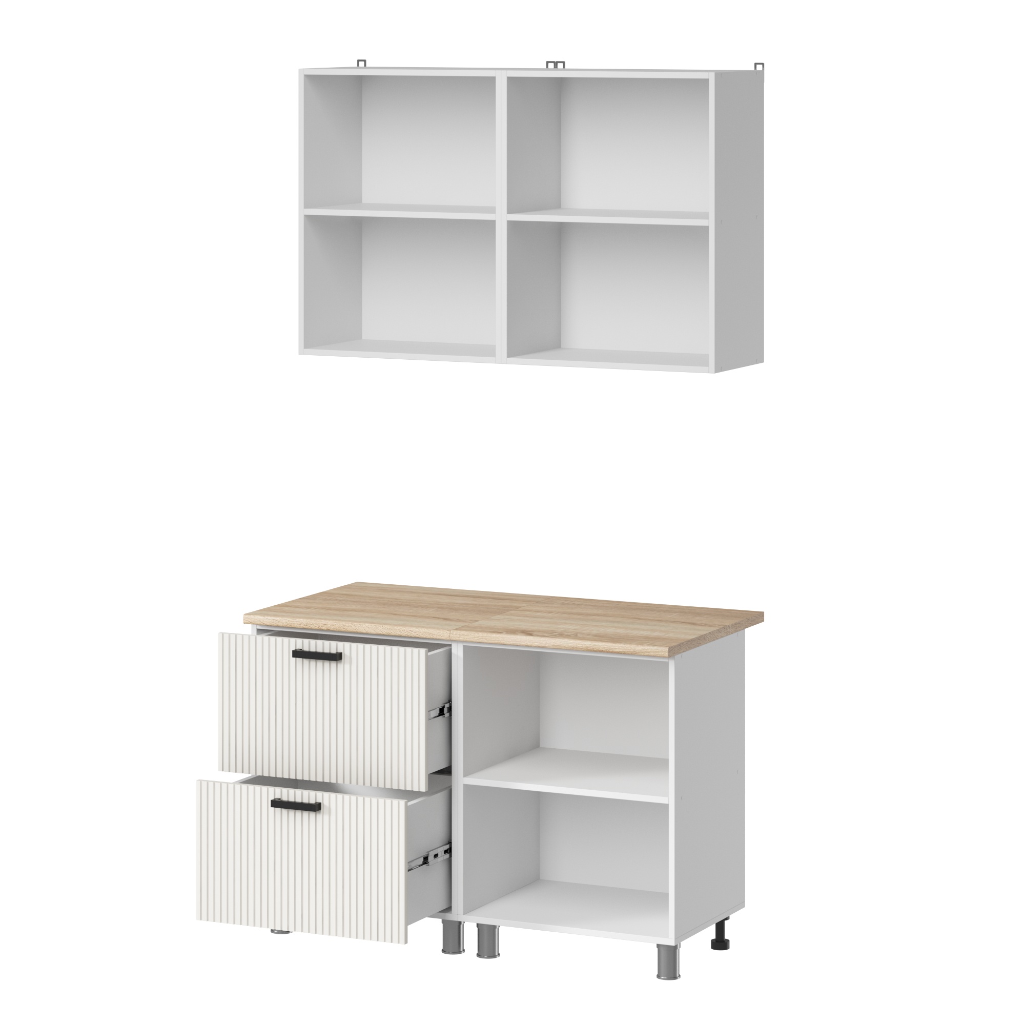 МК Аленушка 1,2м с ящ. Лотос Молочный,скоба антрацит,сонома