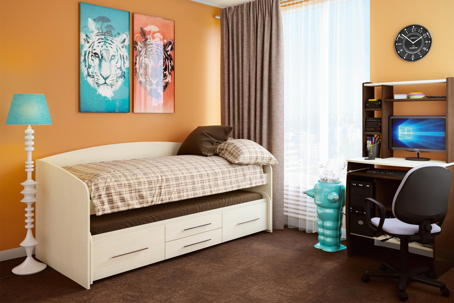 Кровать двухъярусная Адель-5, Вудлайн кремовый