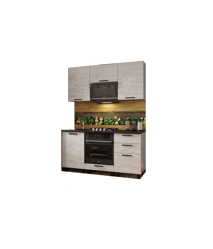 Готовая кухня Сканди 1.6 м, бетон пайн