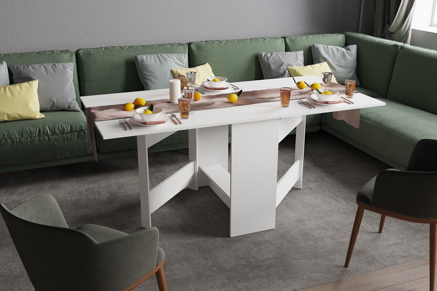 Стол кухонный раскладной, белый