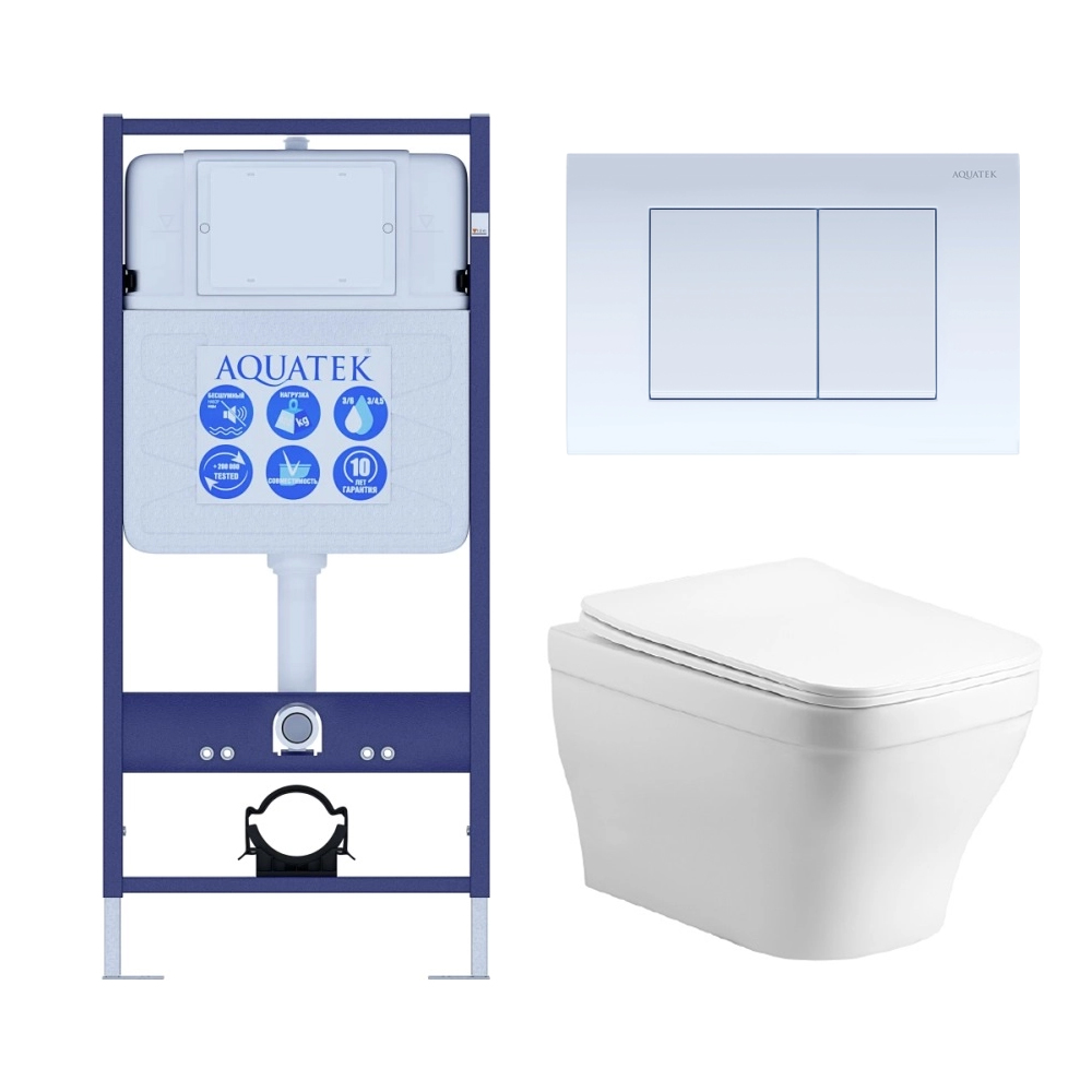 Set AQUATEK АМАДЕО cm (рама AQUATEK Standard INS-0000012 с звукоиз.прокладкой+крепеж KKI-0000002+кнопкаKDI-0000009+унитаз АМАДЕО AQ1180-00 с крышкой