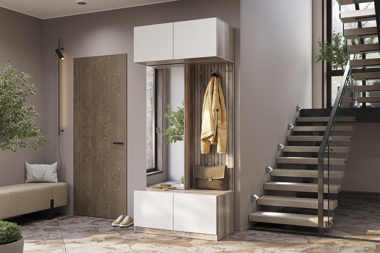 Прихожая Урбан ПР-03, Дуб смоки, Кашемир