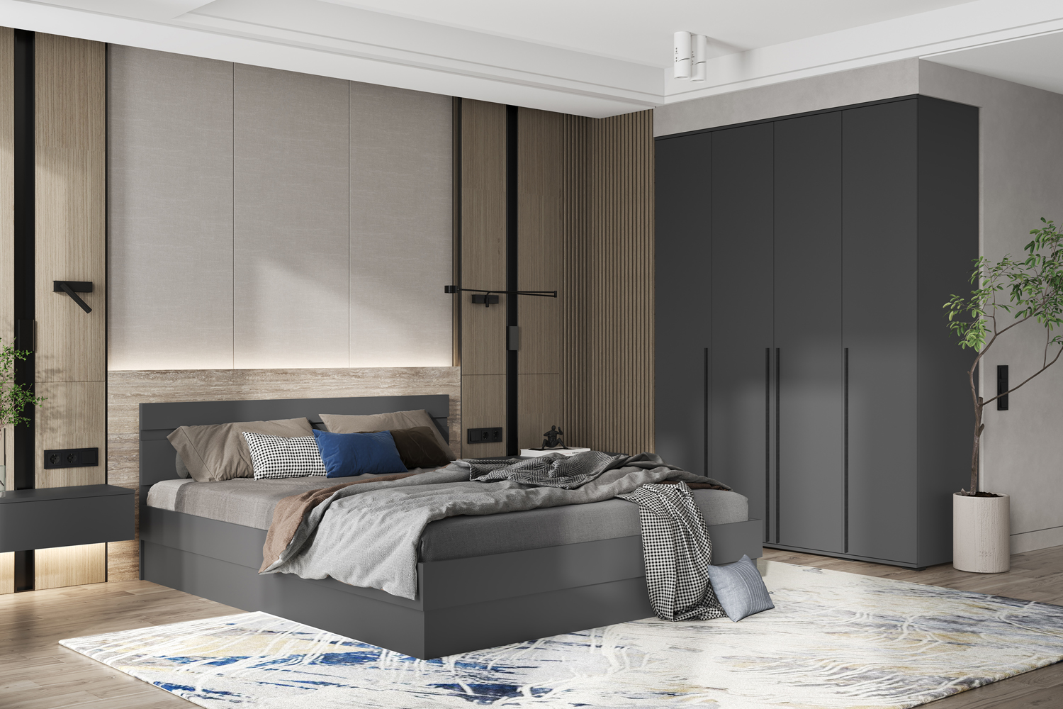 Кровать Челси 1,4м, Графит