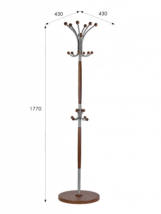 Вешалка-стойка Декарт Д-1 средне-коричневый/металлик