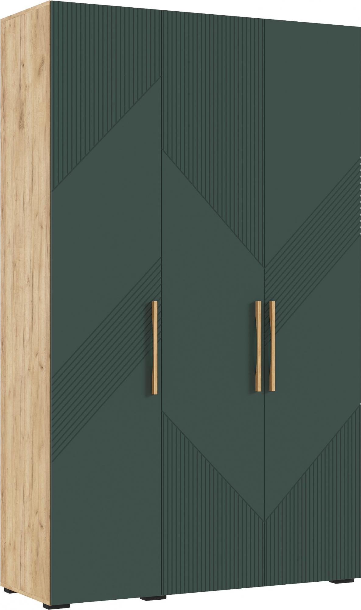 Шкаф трехстворчатый Ирис, Браш Мени Грин, Дуб Крафт