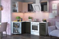 Кухня Техно 1.3 на 1.4 м компоновка №3 пудра софт / графит софт