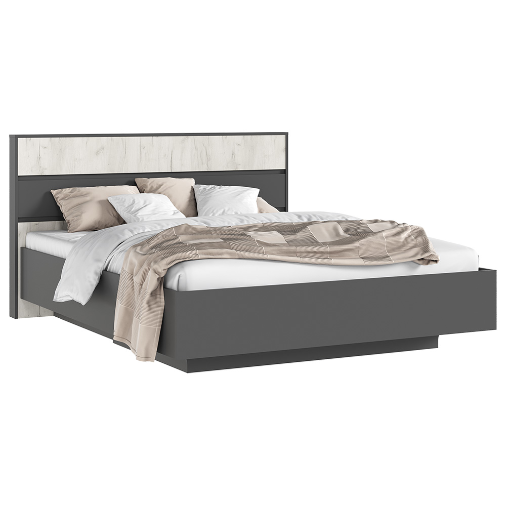 Кровать парящая с ортопедическим основанием (металл) Роджина, Дуб крафт белый, Графит Кровать парящая с ортопедическим основанием (металл) Роджина, Дуб крафт белый, Графит