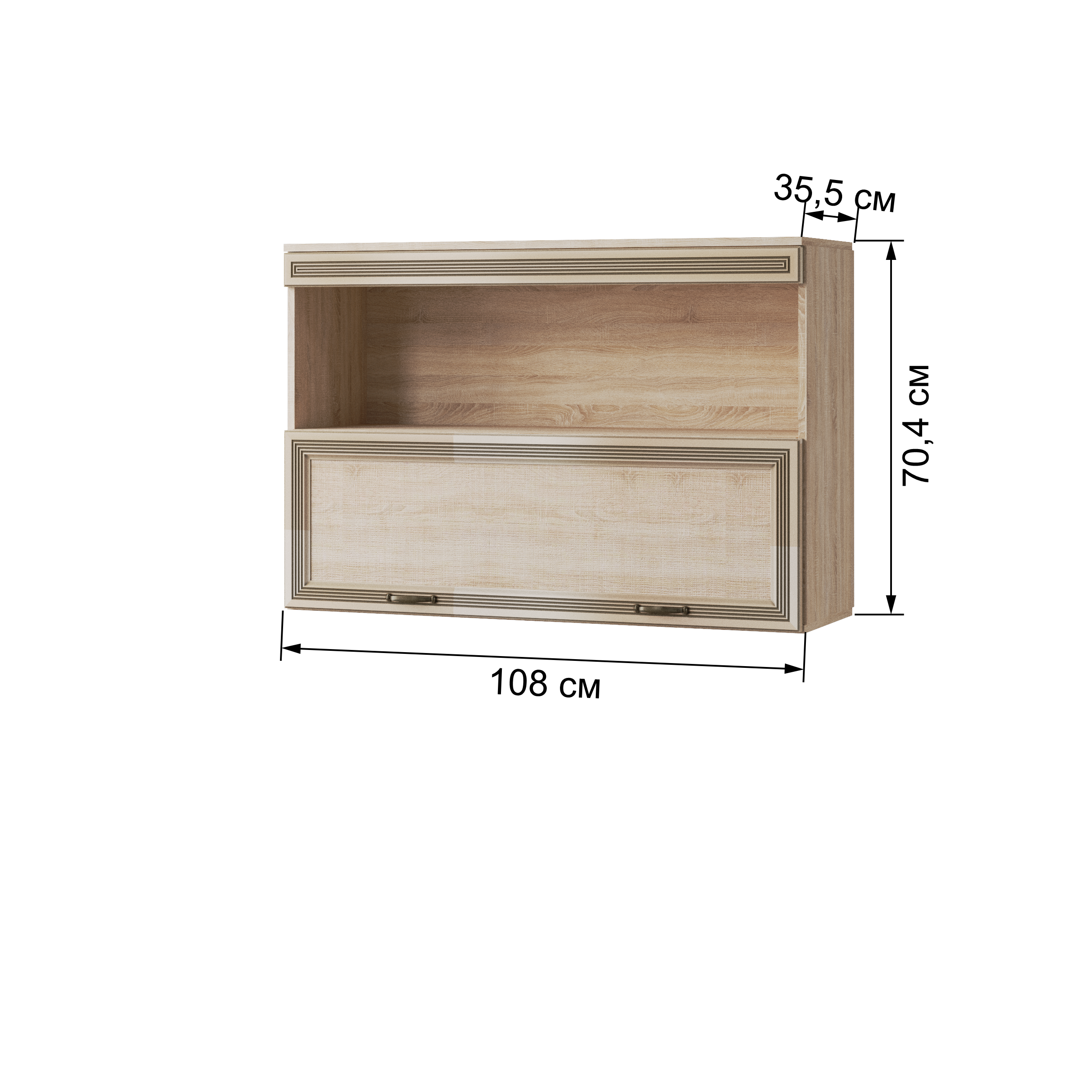 Полка навесная Ливорно ЛН-3, дуб