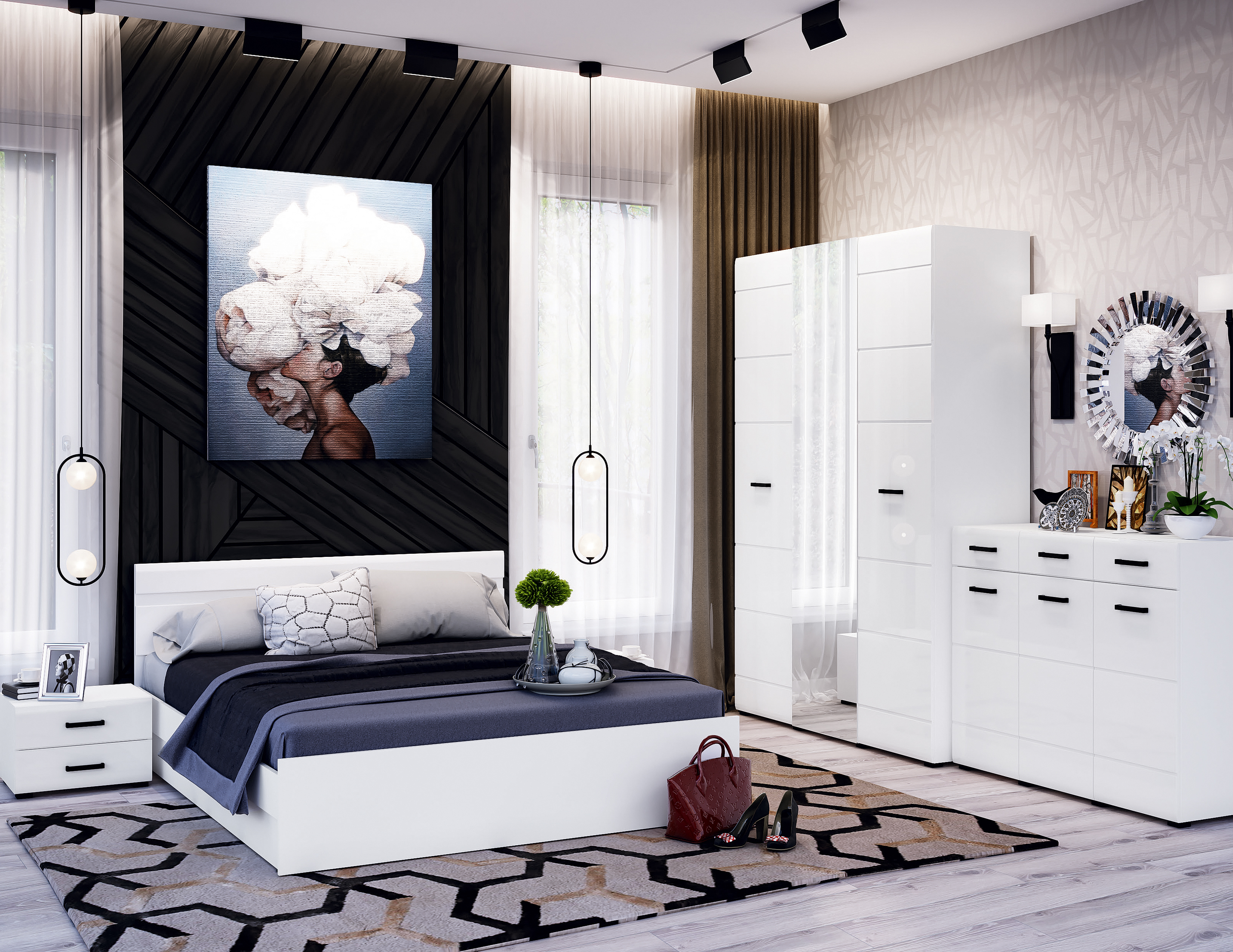 Кровать с основанием Нэнси New 1,6м, Белый глянец холодный