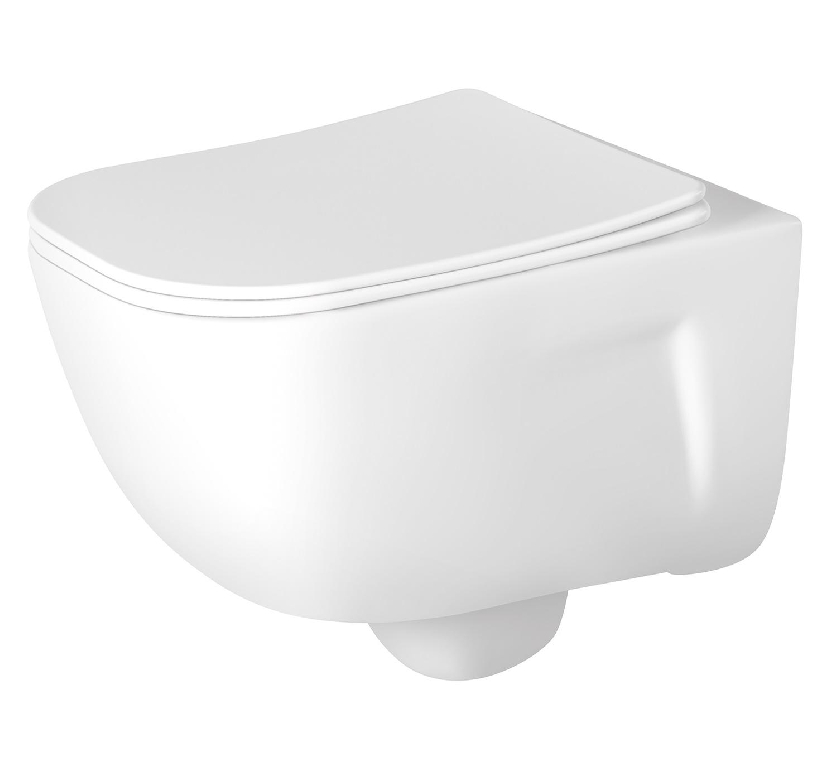 AQ2012B-00 ДИВА Унитаз компакт подвесной безободковый с функцией биде 510*350*360мм, тонкое сиденье с механизмом плавного закрывания, крепеж