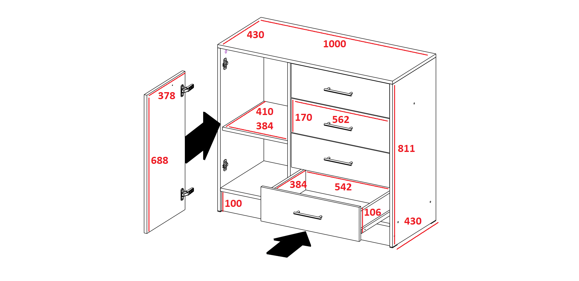 Комод большой Катрин 6, венге/дуб молочный