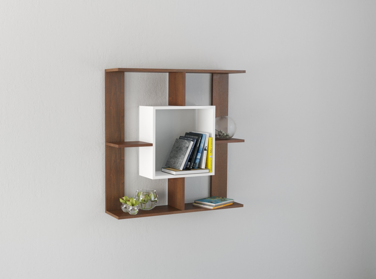 Полка навесная ПН-1, орех донской/белый