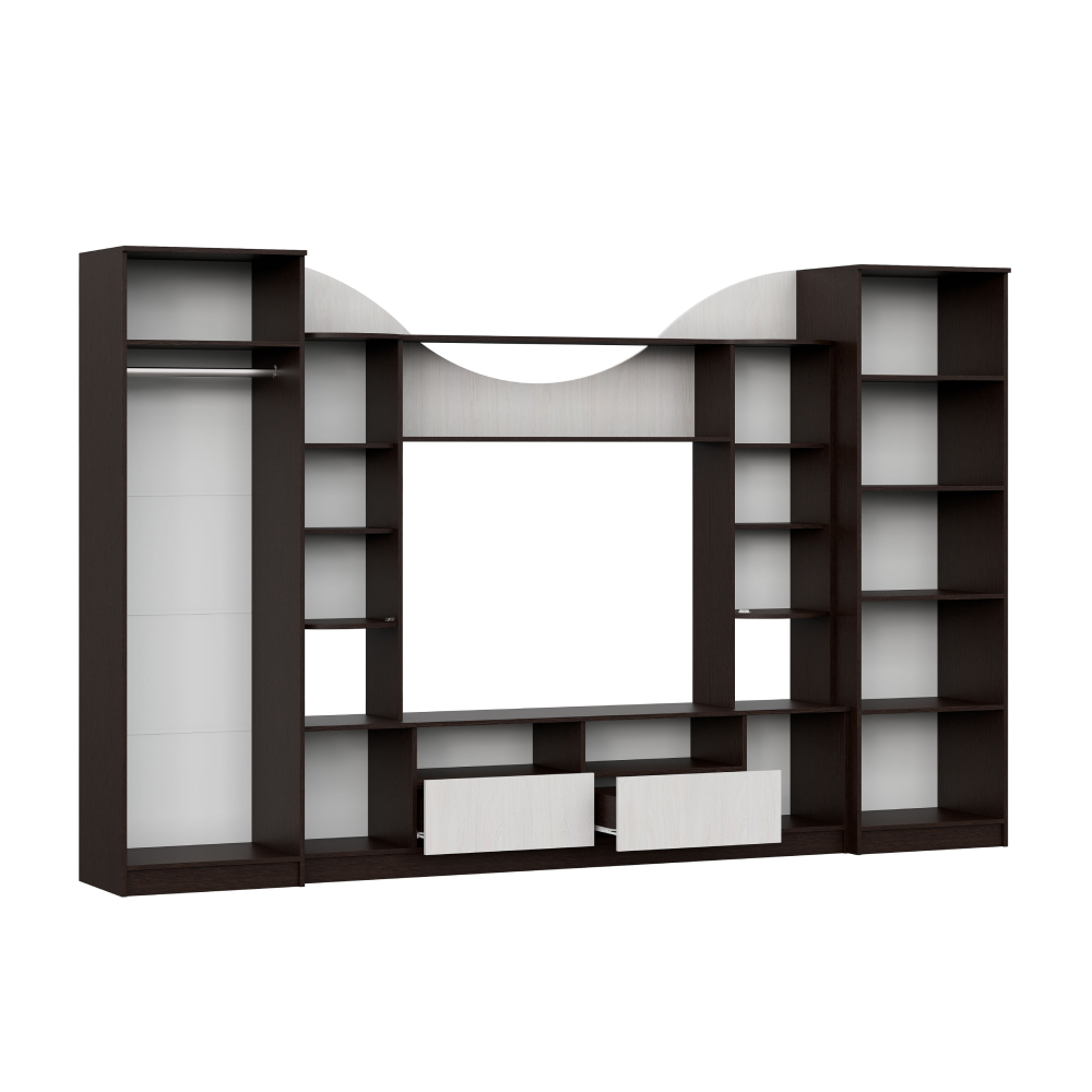 Стенка в гостиную МГС 8, дуб венге/ясень анкор светлый