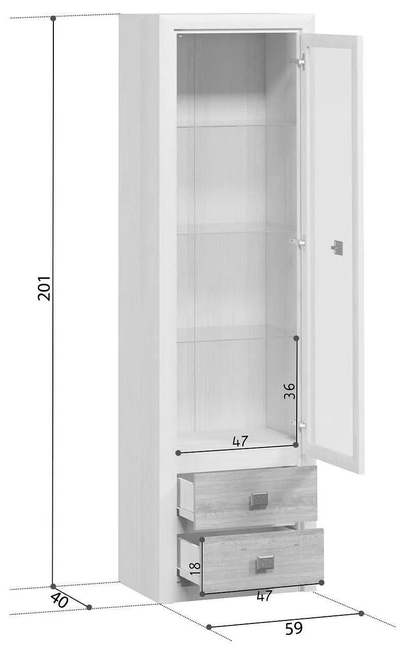 Шкаф-витрина Коен REG1W2S