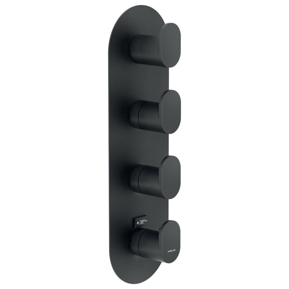 UP94104BM UP термостатический смеситель для ванны 4 выхода (внешняя часть), матовый черный UP94104BM UP термостатический смеситель для ванны 4 выхода (внешняя часть), матовый черный