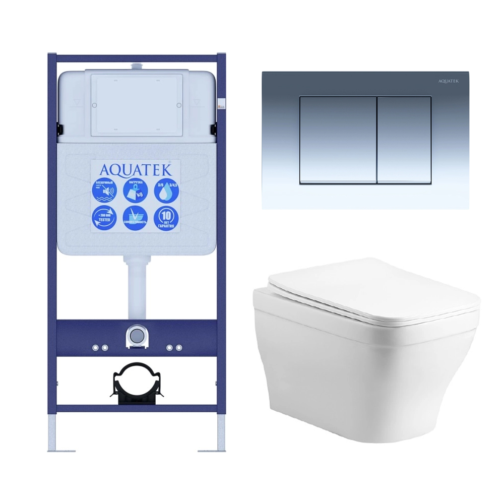 Set AQUATEK АМАДЕО cm (рама AQUATEK Standard INS-0000012 с звукоиз.прокладкой+крепеж KKI-0000002+кнопкаKDI-0000010+унитаз АМАДЕО AQ1180-00 с крышкой