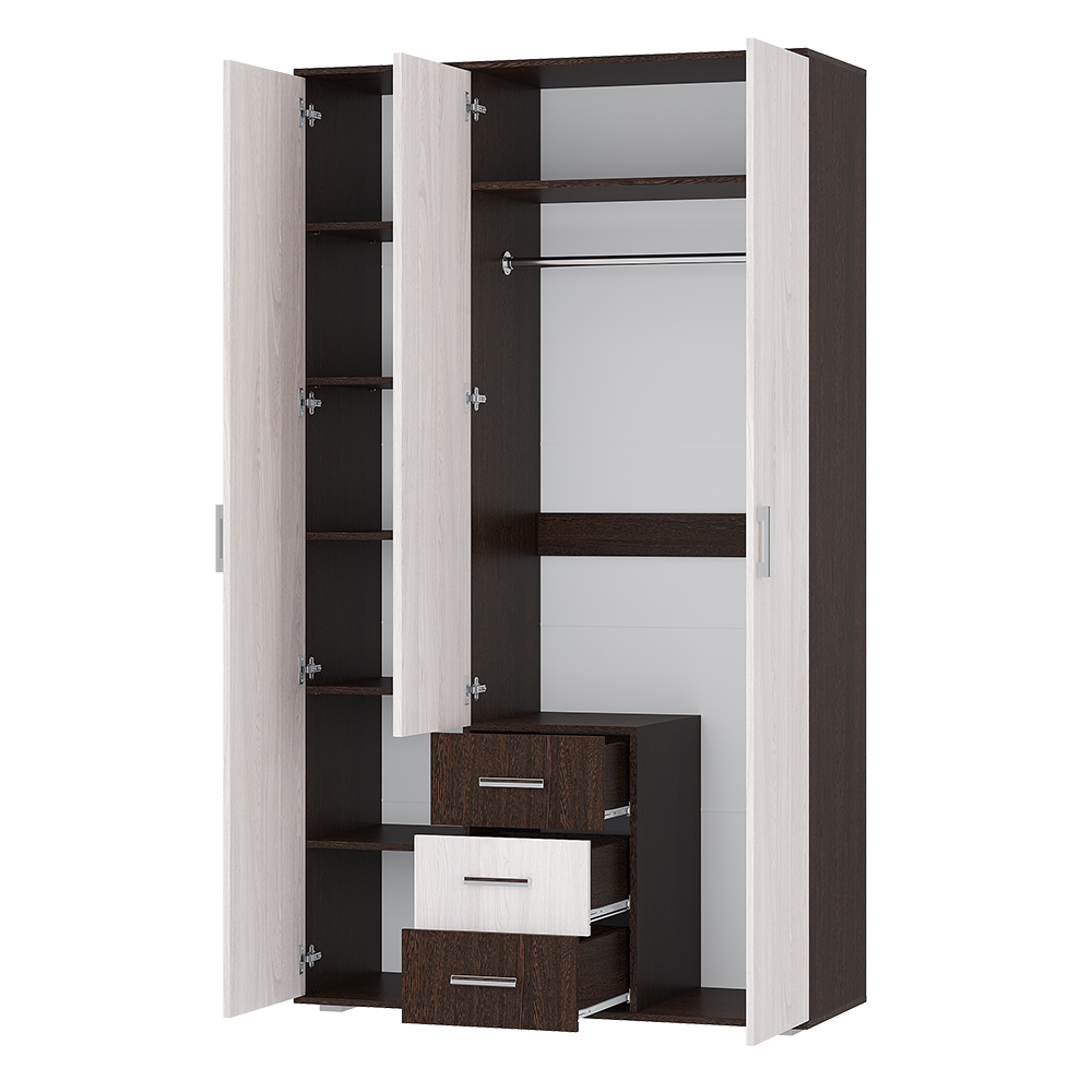 Шкаф трехдверный Белла, венге/ясень белый