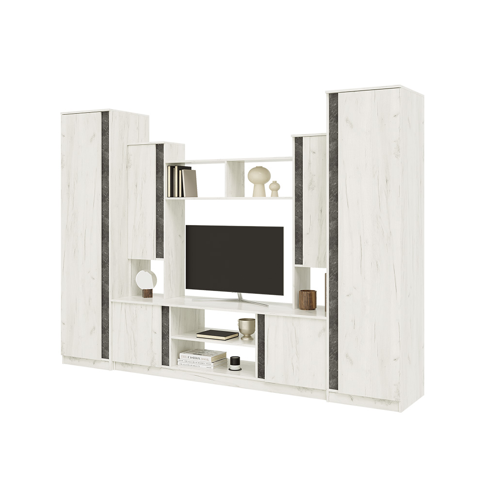 Гостиная Атлантида 5, Бетон темный, Дуб крафт белый Гостиная Атлантида 5, Бетон темный, Дуб крафт белый