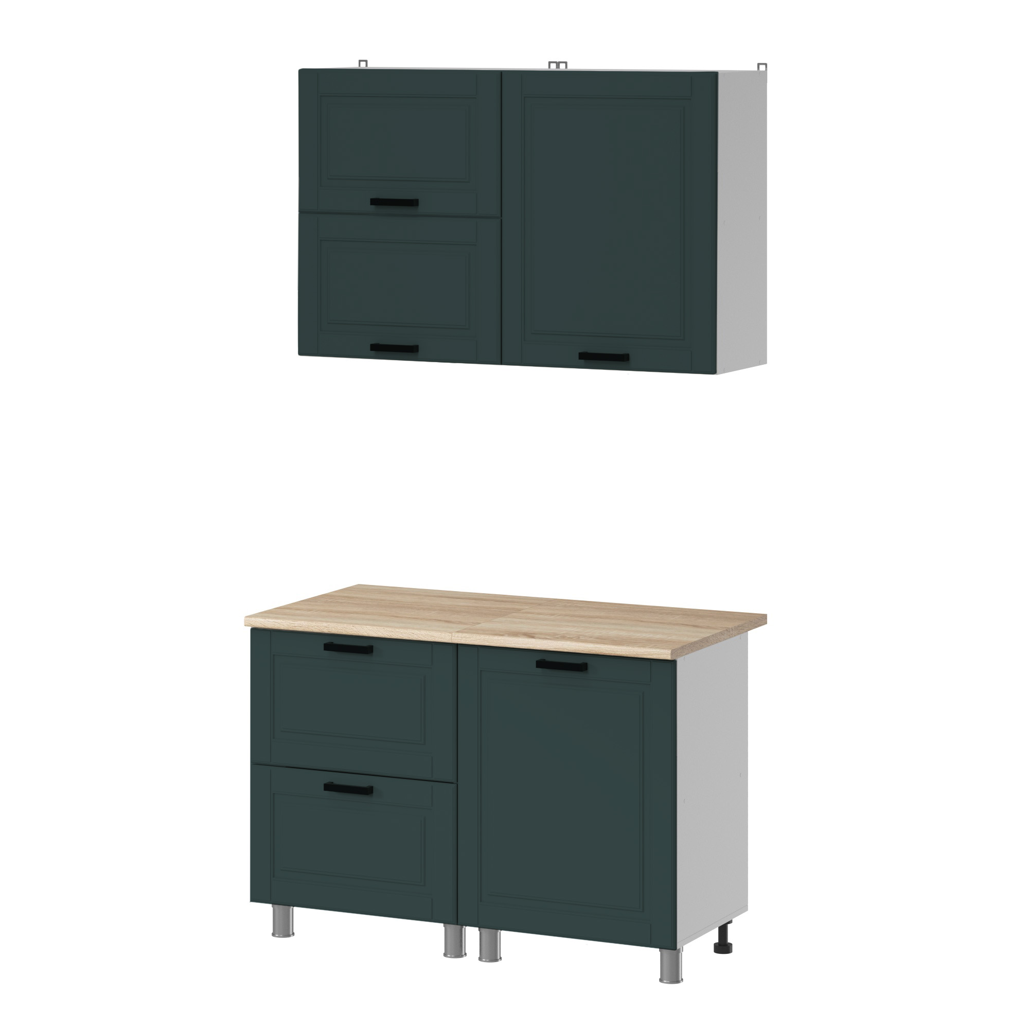 МК Аленушка 1,2м с ящ.в 2 Астра Изумруд,скоба черный,сонома