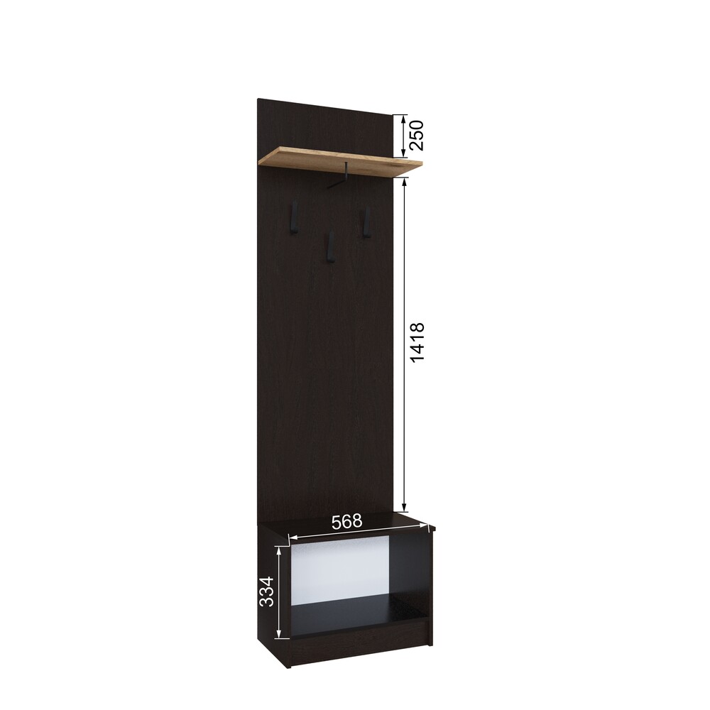 Тумба с вешалкой Денвер, Венге, Дуб Делано