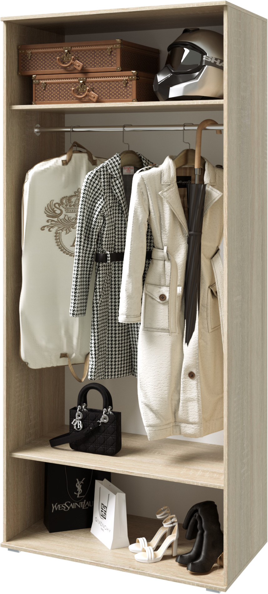 Шкаф двухстворчатый Ким, Белый глянец холодный, Сонома