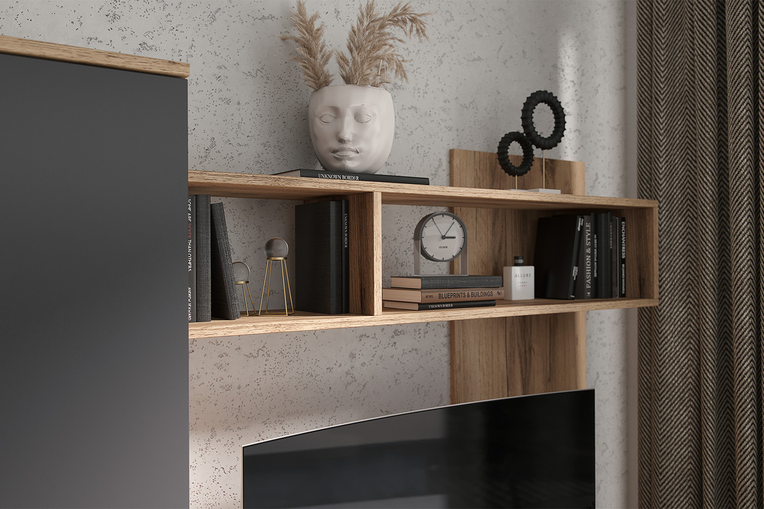 Гостиная Мини, Графит, Дуб крафт