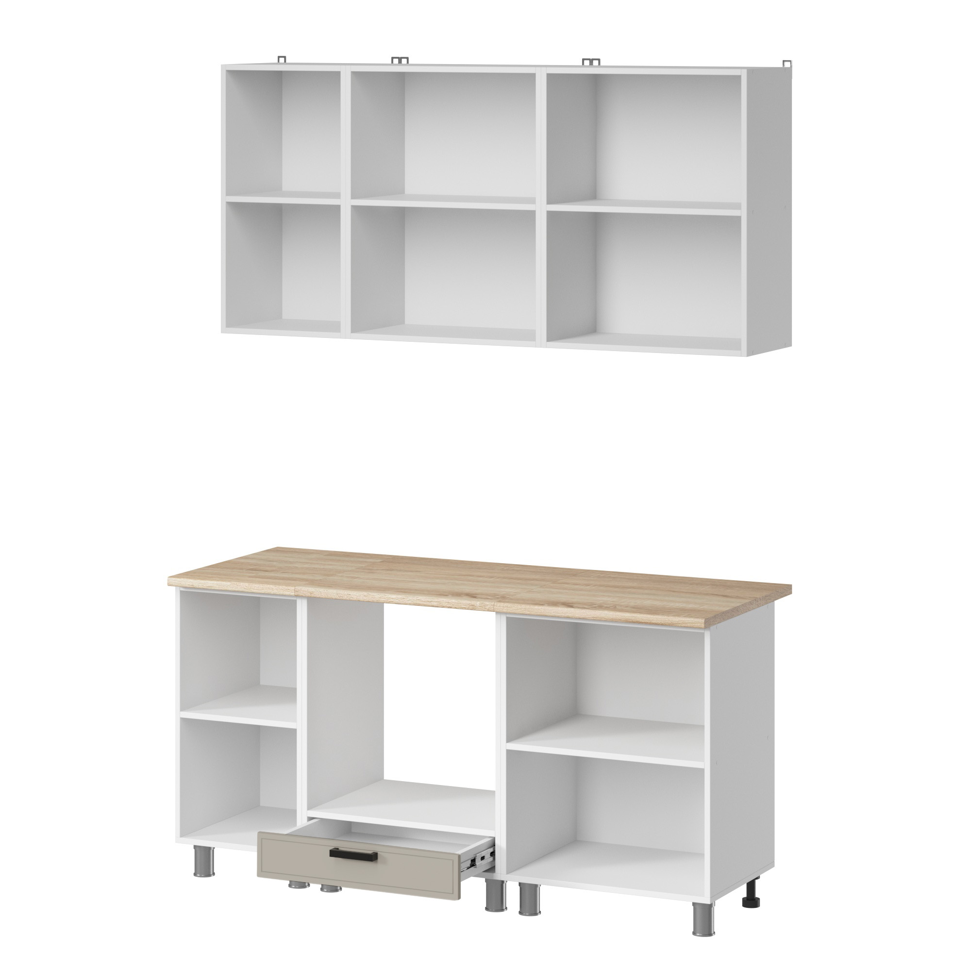 МК Аленушка 1,6м в.6 Магнолия Керамика,скоба черный,сонома