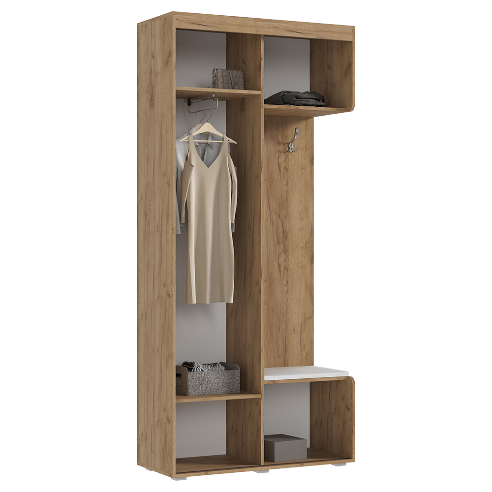 Прихожая Стелла 1, Дуб крафт, Белый