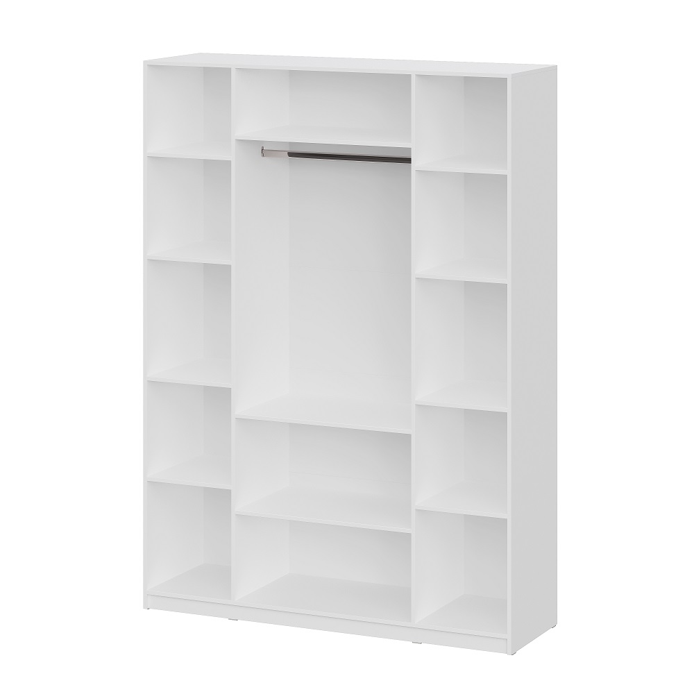 Шкаф распашной с наполнением (11 полок + штанга) ШК 5 (1600), Белый