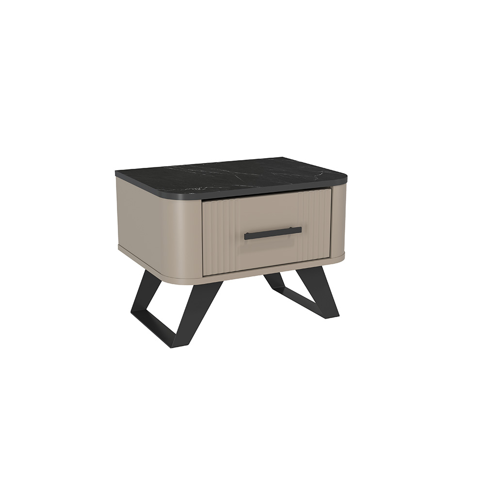 Тумба прикроватная Фиделия 76.07, Серый камень, Мрамор черный