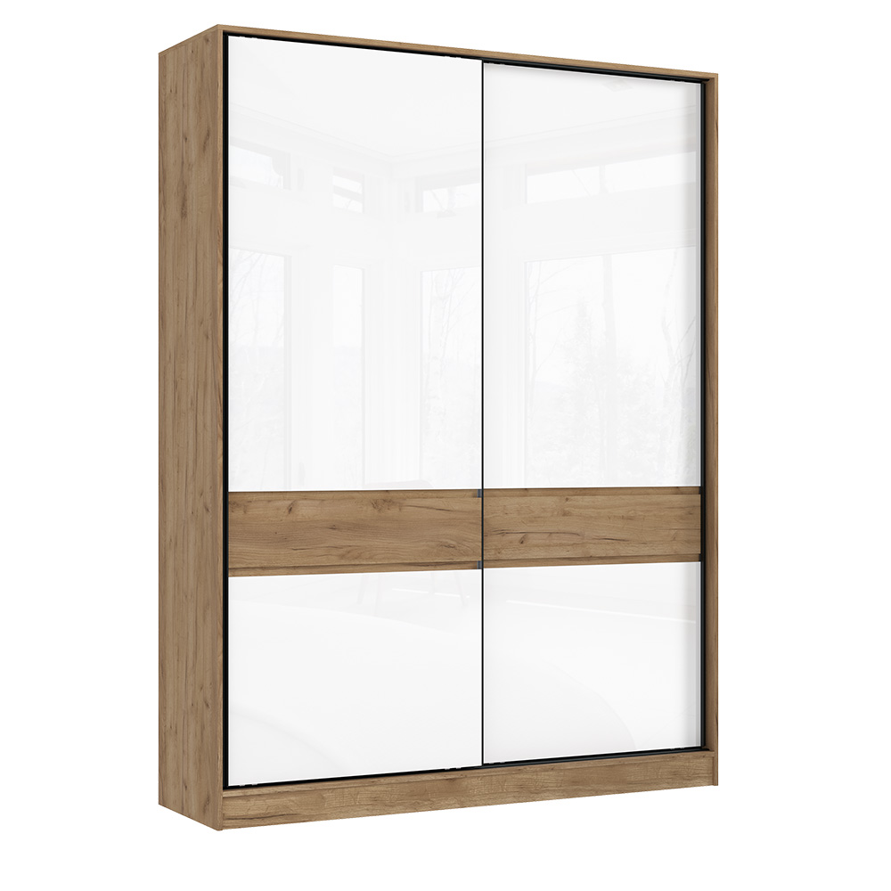 Шкаф-купе Роджина (1800), Дуб крафт, Белый глянец