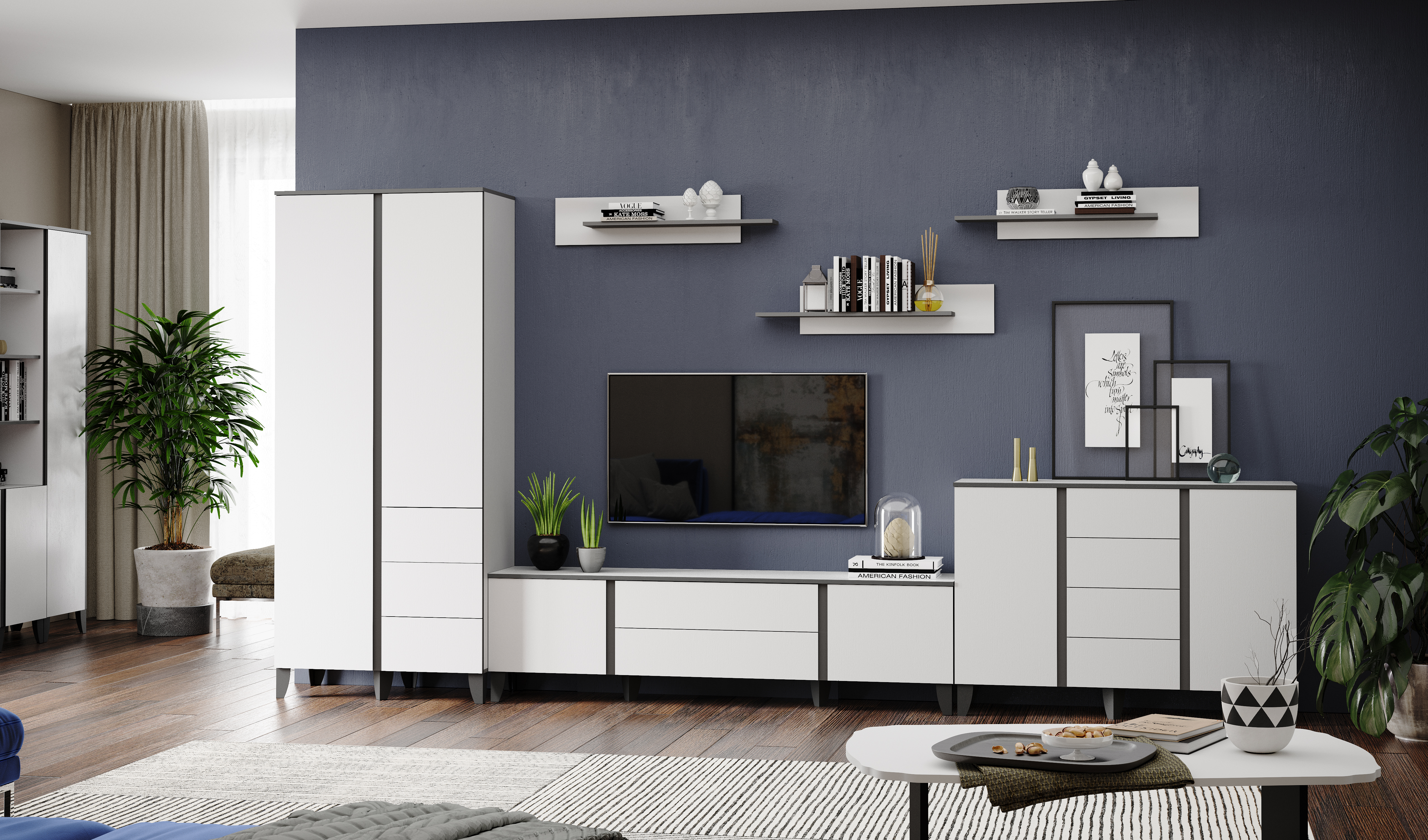 Амара Тумба ТВ белый/серый графит