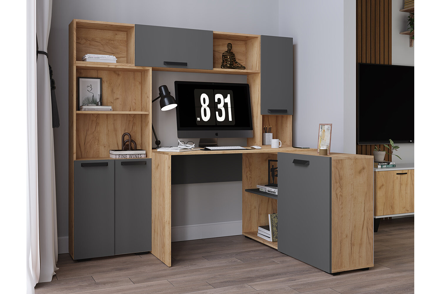 Стол письменный 1200 Квартет-13, дуб крафт/графит