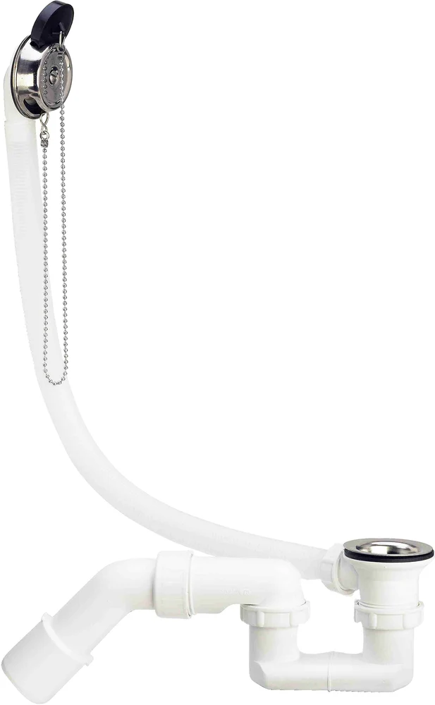 311537 Слив-перелив для стандартных ванн с цепочкой и пробкой (розетка нерж. сталь), с сифоном, 40/50, пластик 311537 Слив-перелив для стандартных ванн с цепочкой и пробкой (розетка нерж. сталь), с сифоном, 40/50, пластик