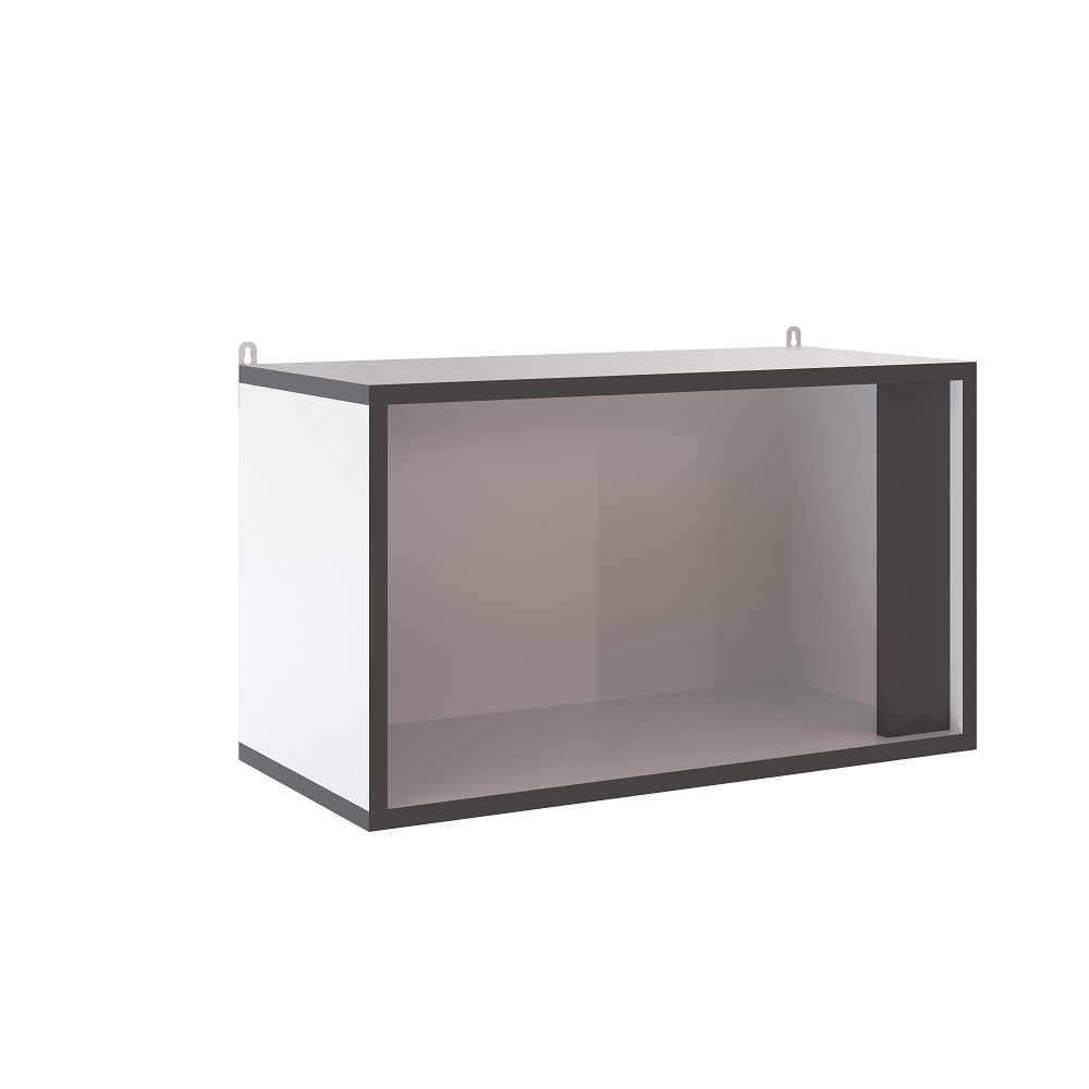Полка навесная закрытая Асцелла, Белый, Графит серый