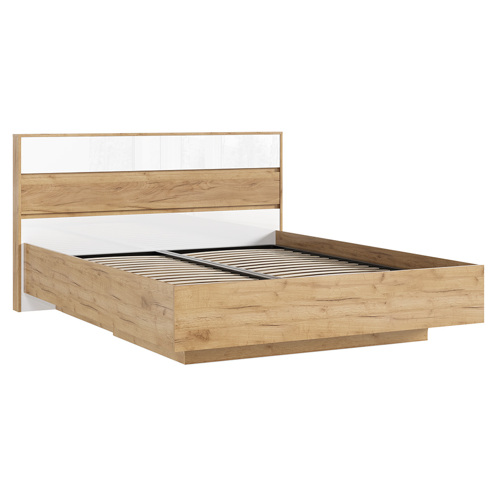 Кровать парящая с подъемным механизмом Роджина 1,6 м, Белый глянец холодный, Дуб крафт Кровать парящая с подъемным механизмом Роджина 1,6 м, Белый глянец холодный, Дуб крафт