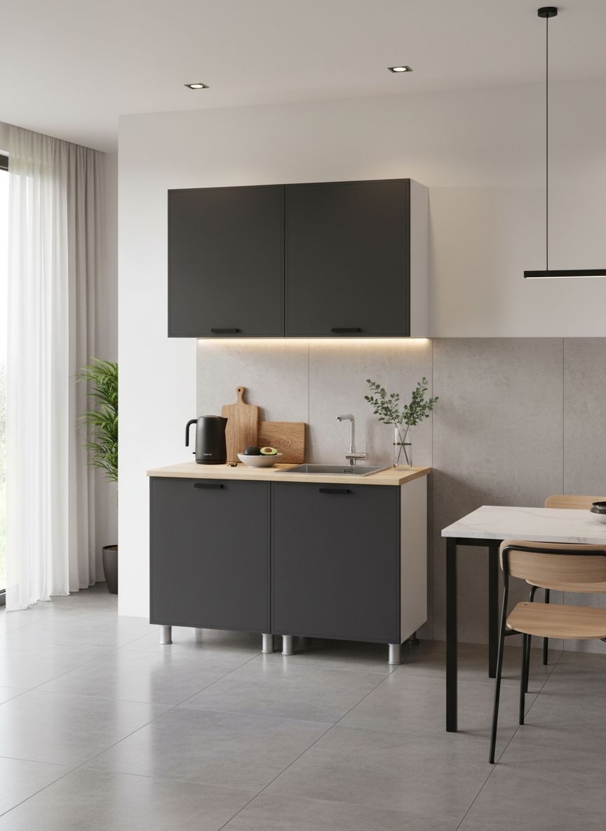 МК Аленушка 1,2м Магнолия Сталь,скоба черный,сонома