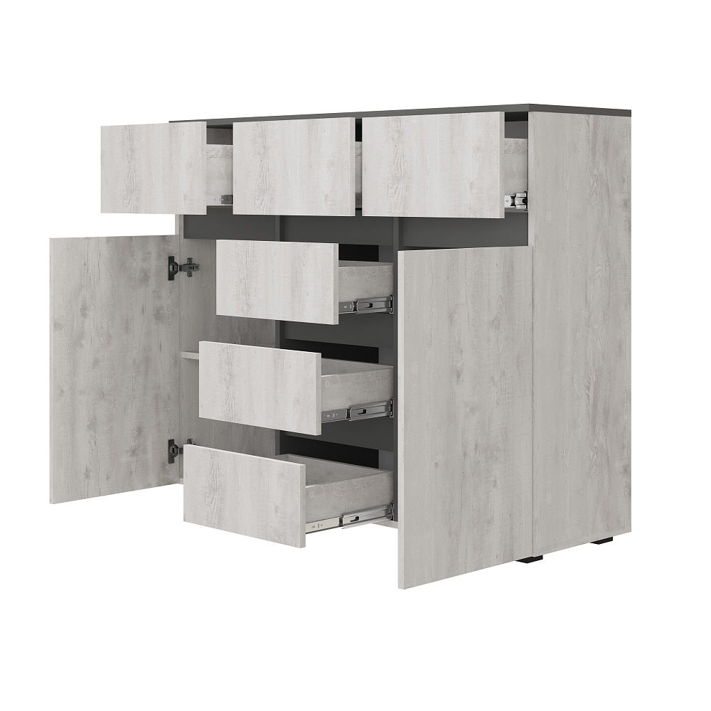 Комод комбинированный Мрия КМ-15, Бетон пайн светлый, графит