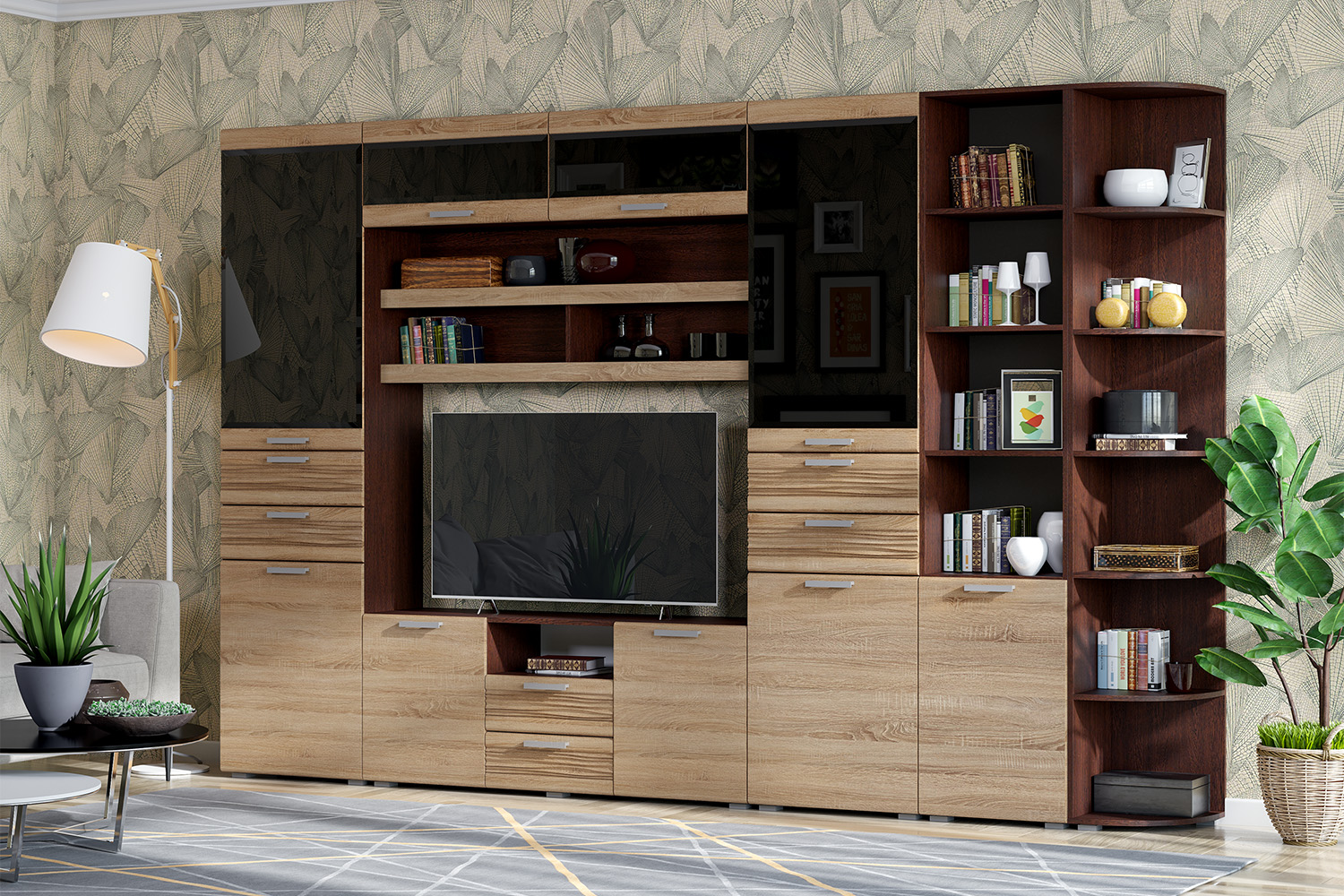 Шкаф навесной Асти АН-004, Дуб сонома, Венге