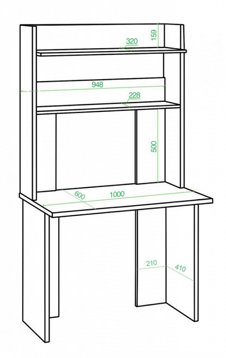 Стол компьютерный Домино Lite СКЛ-Прям100+НКЛХ-100 без тумбы