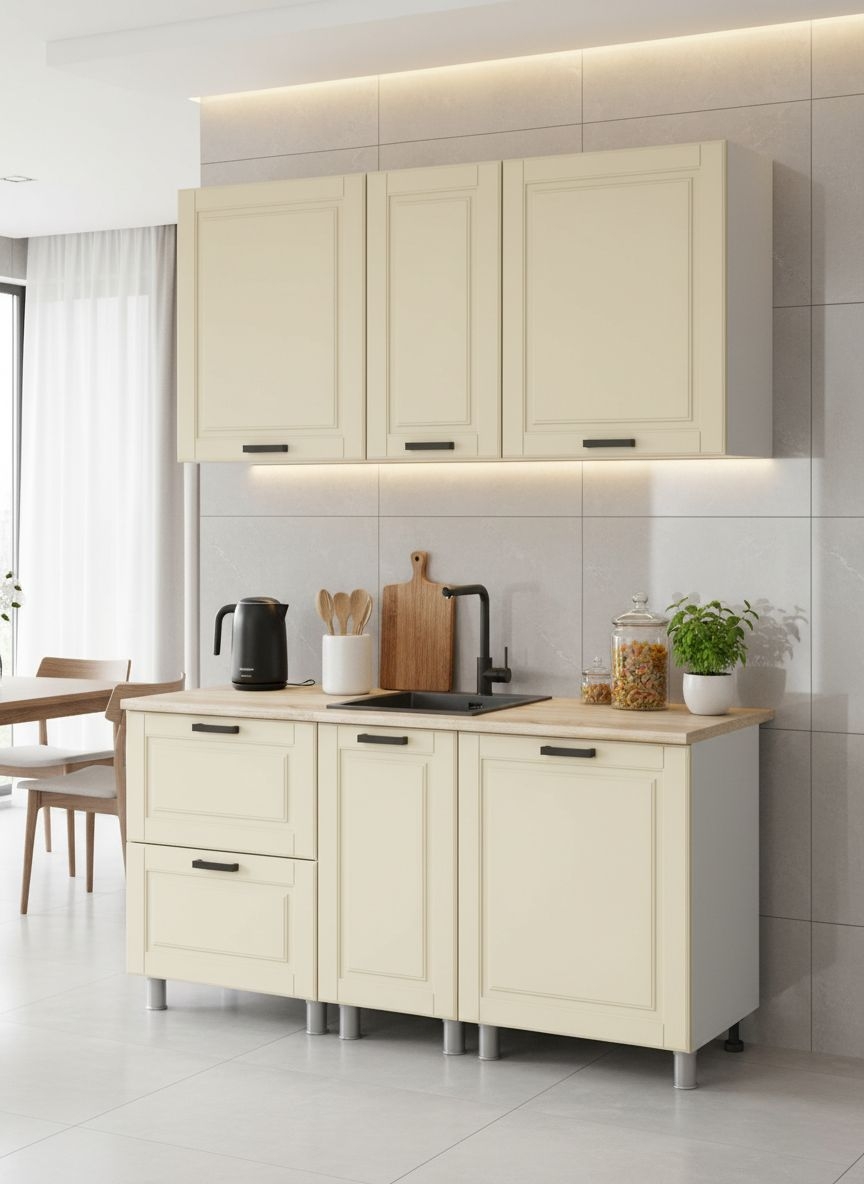 МК Аленушка 1,6м в.4 Астра Крем,скоба черный,сонома