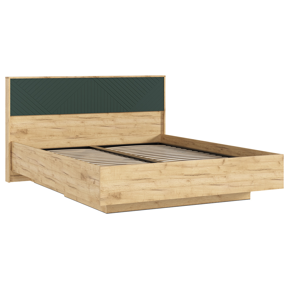 Кровать парящая с ортопедическим основанием (дерево) Флэш 1,6 м, Браш Мени Грин, Дуб Крафт