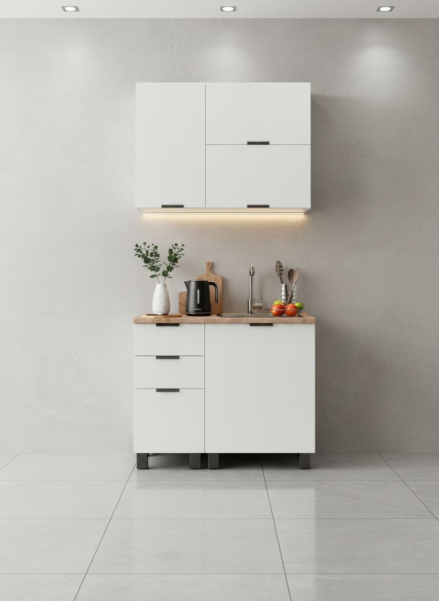 МК Аленушка 1м с 3 ящ Лотос Молочный,скоба антрацит,сонома