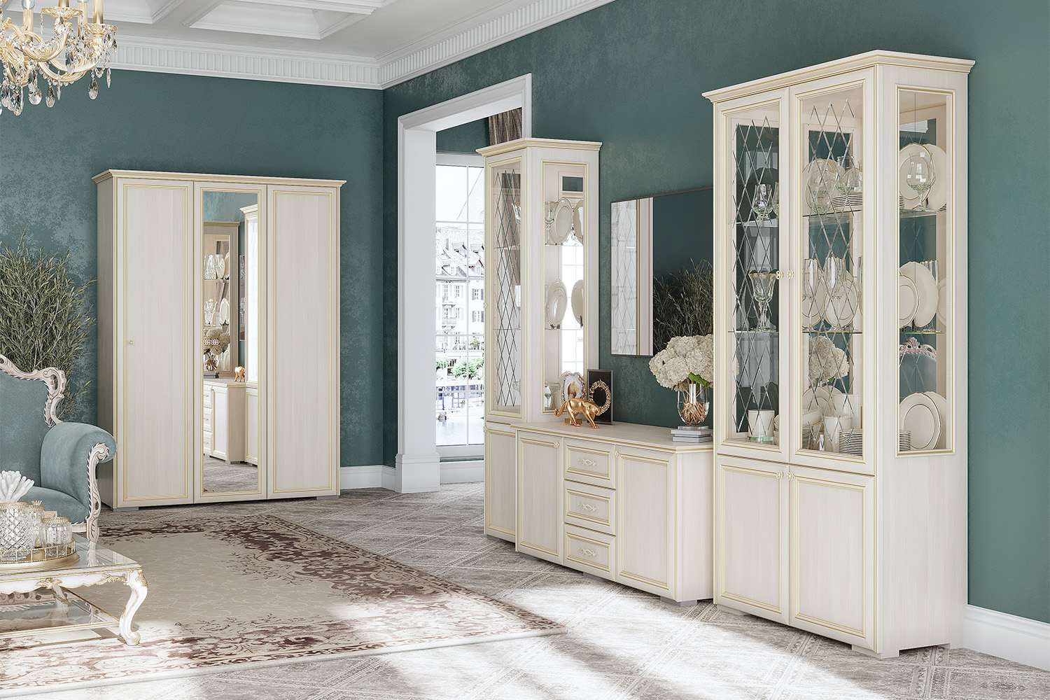 Шкаф-стекло Парма, Сандал светлый