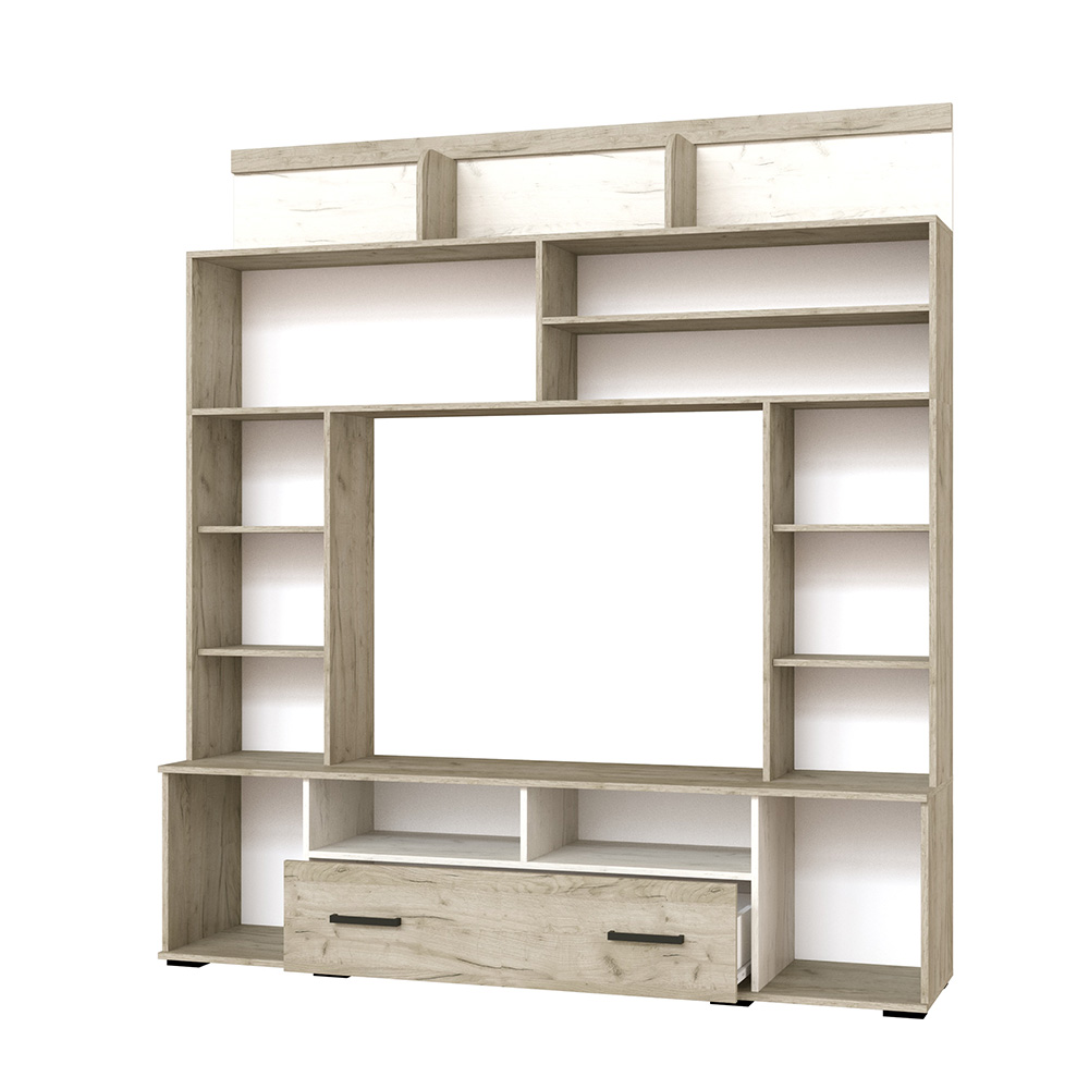 Стенка в гостиную Оскар-18 ОГЦС-2, Дуб крафт серый, Дуб крафт белый Стенка в гостиную Оскар-18 ОГЦС-2, Дуб крафт серый, Дуб крафт белый