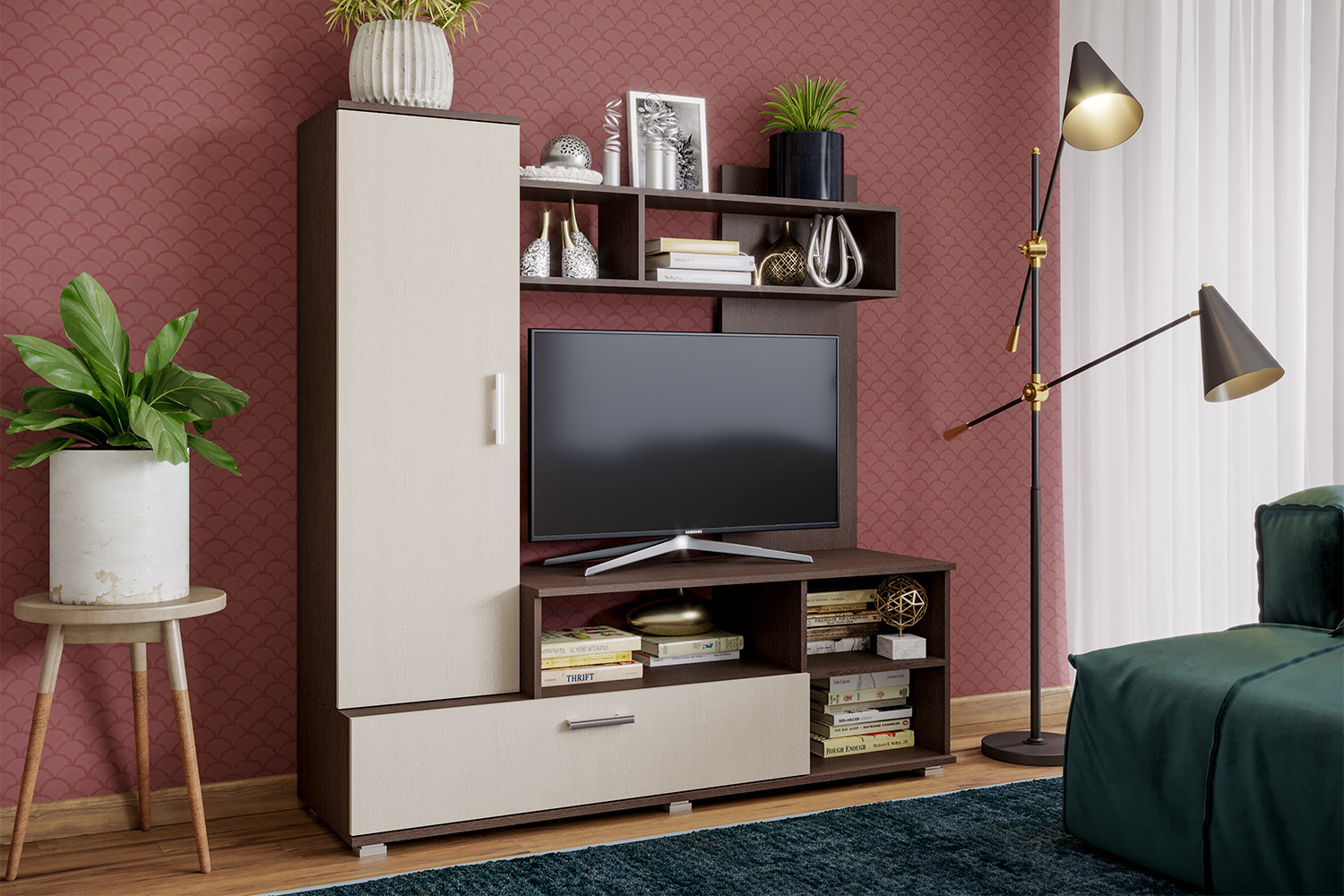 Гостиная Мини, Дуб беленый, Венге