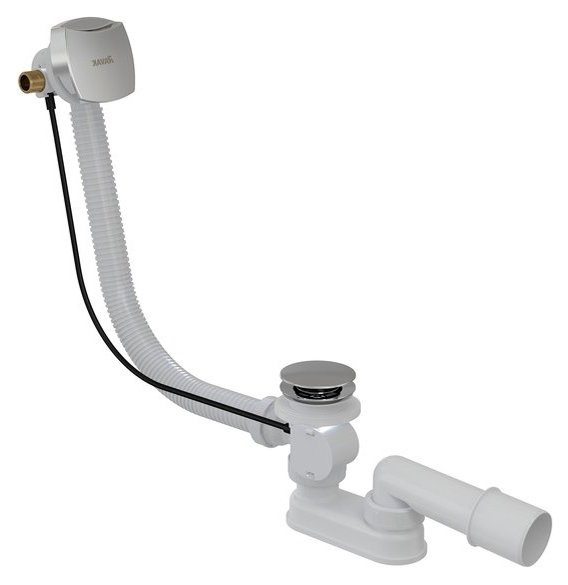 Сточный комплект с заполнением переливом хром (квадратный) 800мм