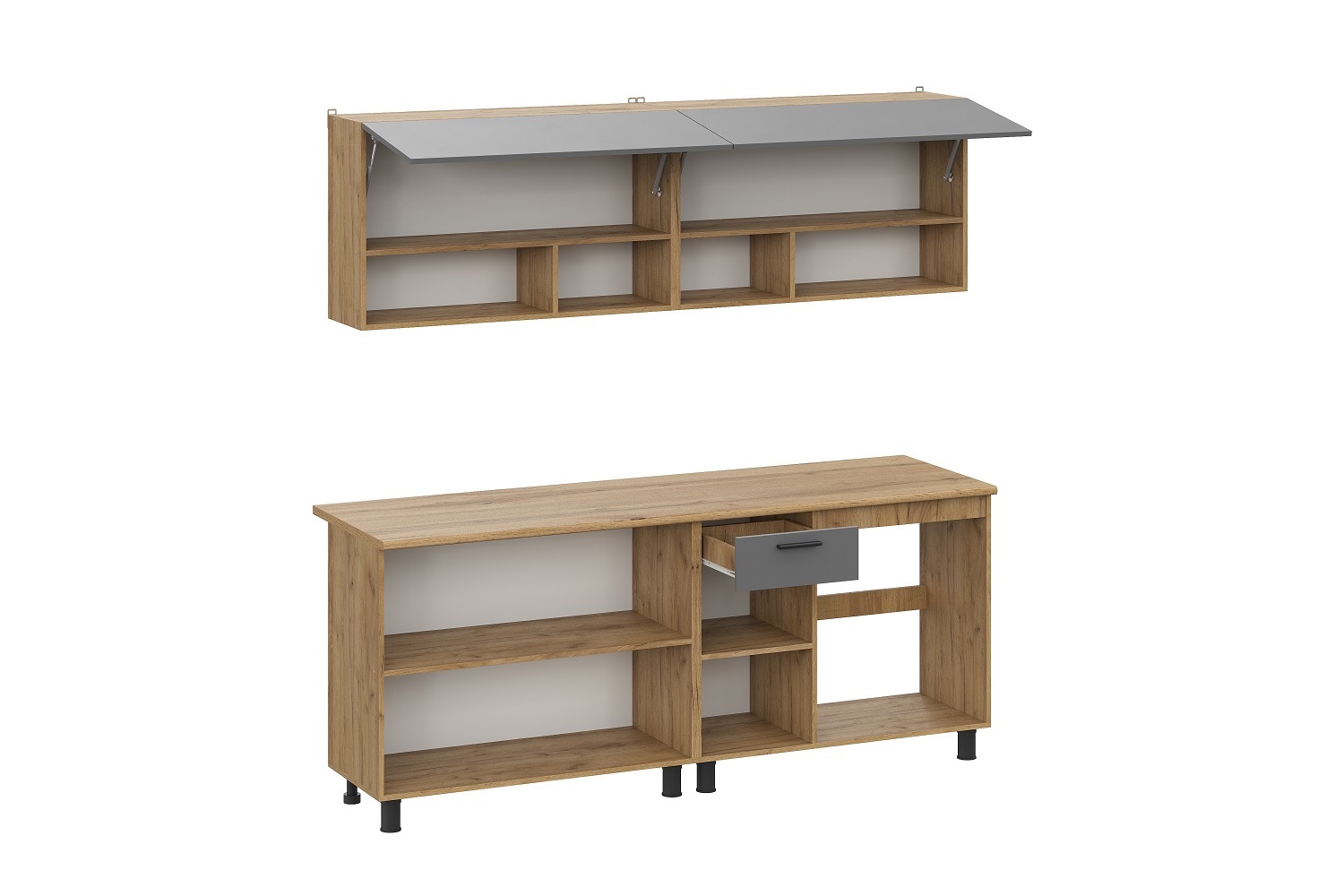 Кухонный гарнитур Монако 2м., Дуб Золотой, Графит