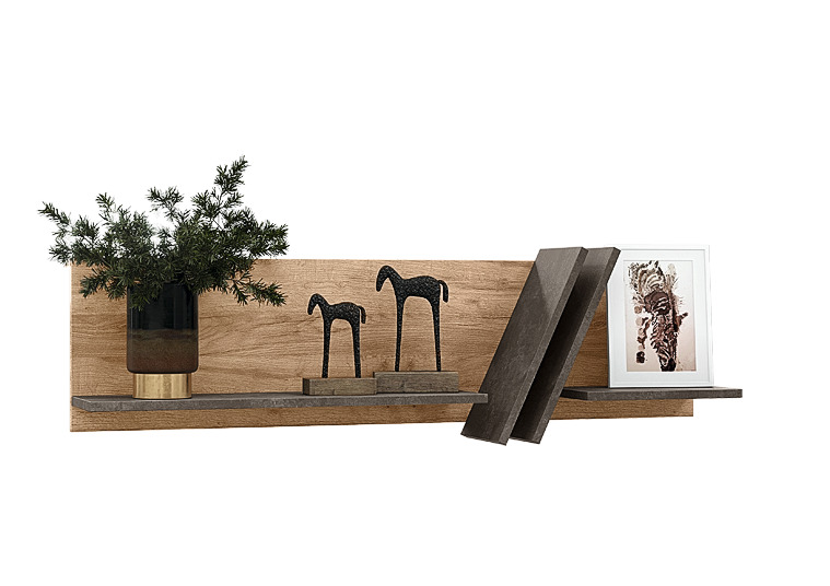 Полка навесрная Соренто, Дуб крафт, Бетон темный