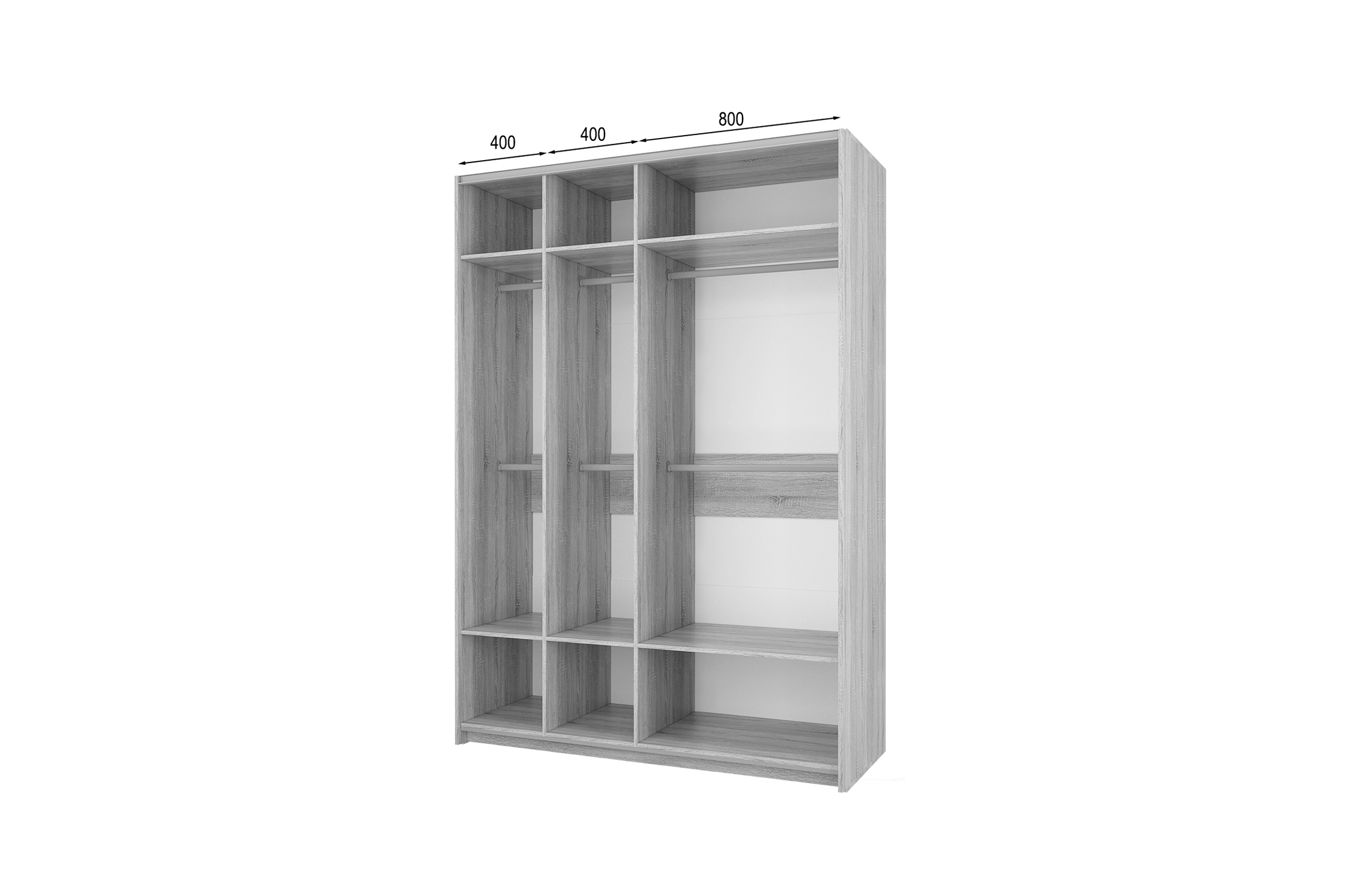 Шкаф-купе Fortune-6 1.6 м тип 2 сонома / белый / зеркало